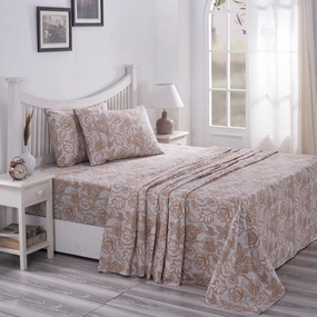PBS Nomad Scuplt Orlean Printed 100% Cotton Neutral Soft Bed Sheet with Pillow Case