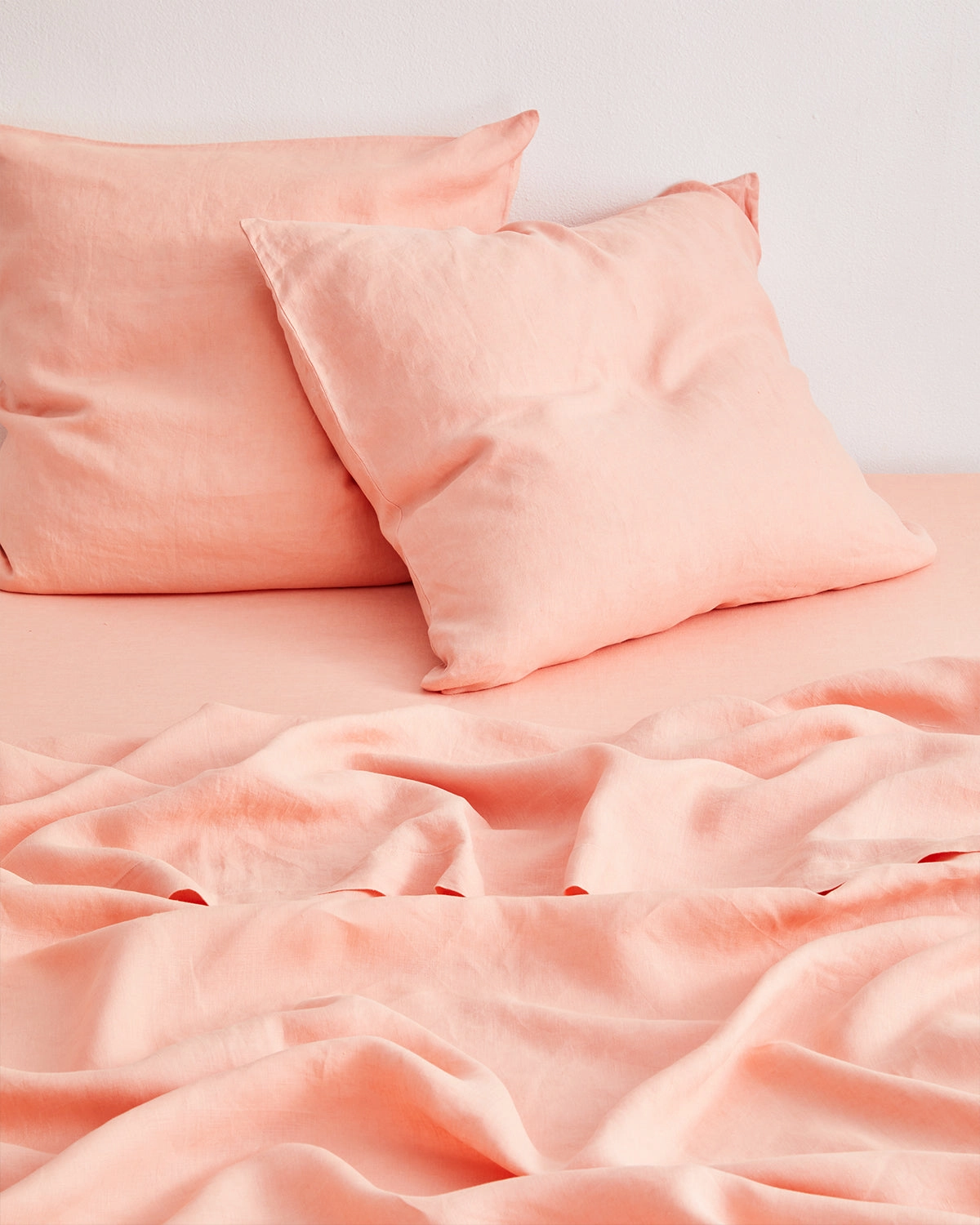Peach 100% French Flax Linen European Pillowcases (Set of Two)