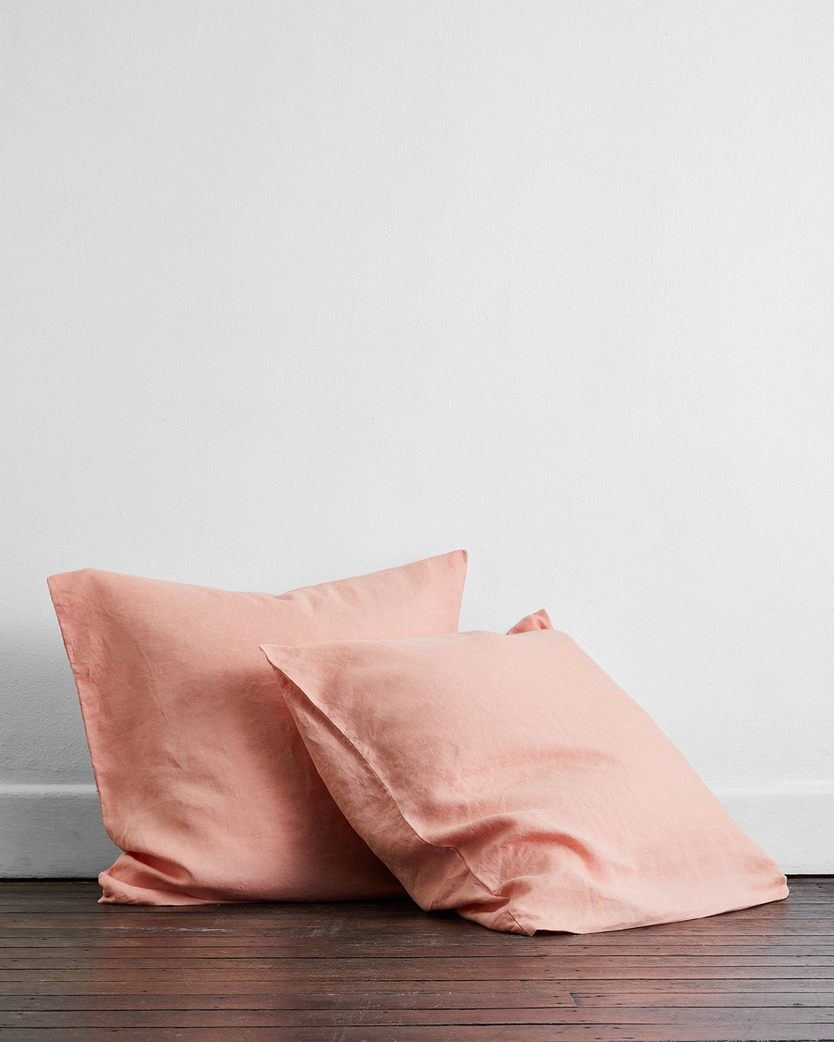 Peach 100% French Flax Linen European Pillowcases (Set of Two)