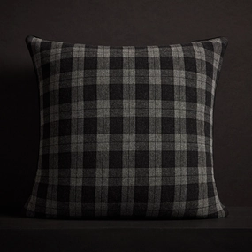 Plaid Throw Pillow With Piping - Charcoal Plaid