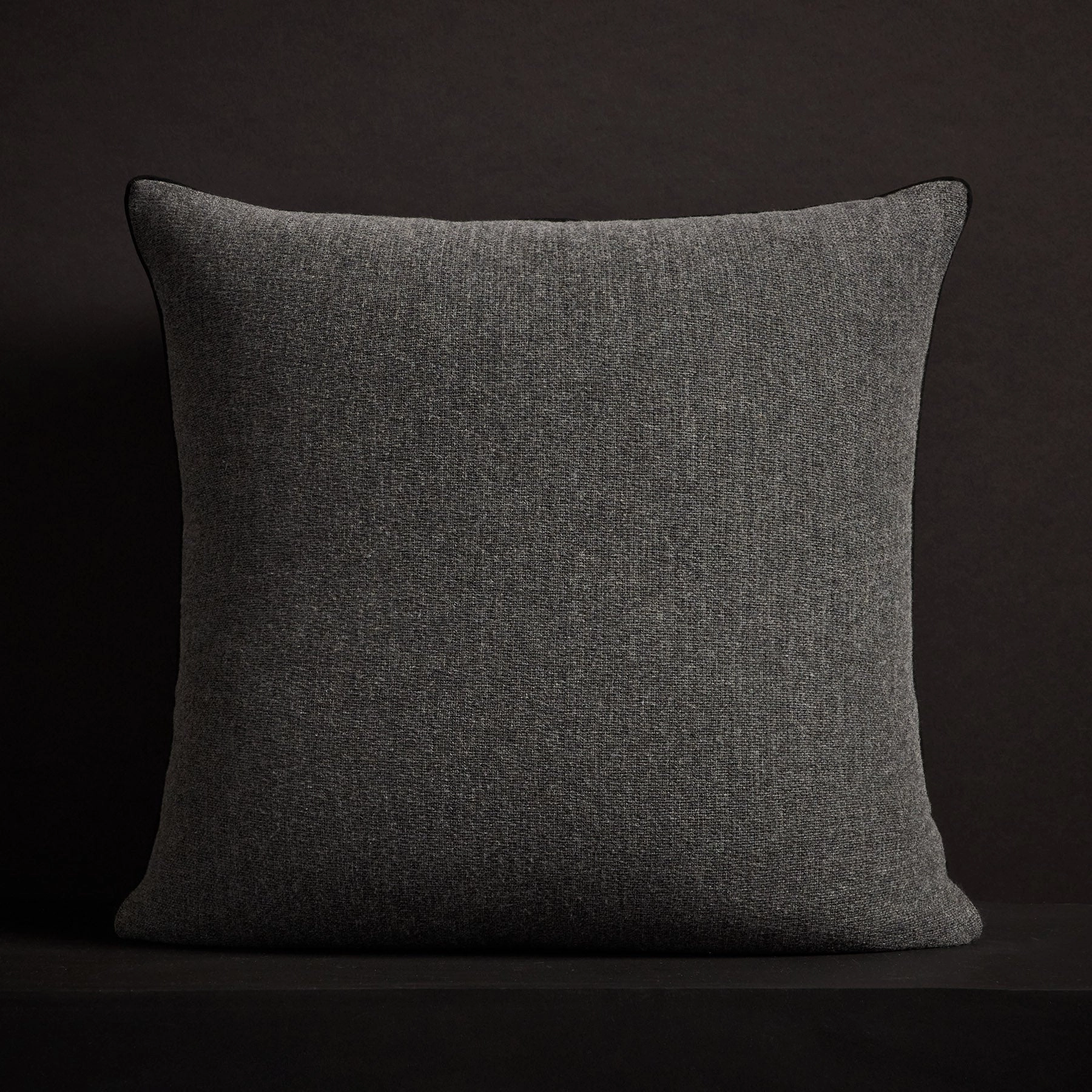 Plaid Throw Pillow With Piping - Charcoal Plaid