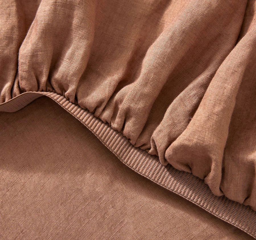 Ravello Linen Fitted or Flat Sheet Range Biscuit