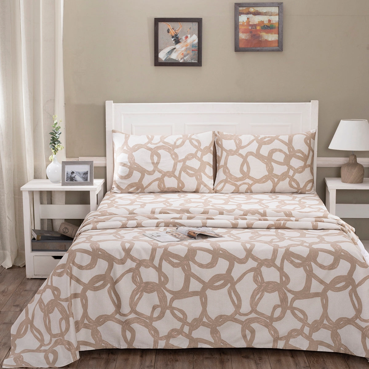 Royal Botanic 200 TC Harriett 100% Cotton Bed Sheet With Pillow Case