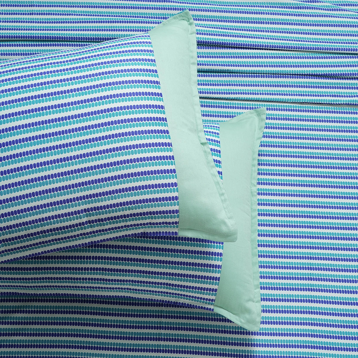 Royal Botanic 200 TC Modern Geo Teal 100% Cotton Bed Sheet With Pillow Case