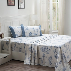 Royal Botanic 200 TC Nature Toile 100% Cotton Bed Sheet With Pillow Case