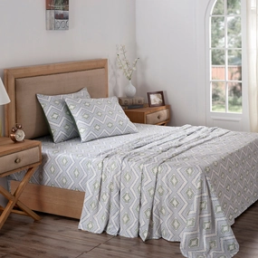 Royal Botanic Demon Dash 200 TC Blue 100% Cotton Bed Sheet With Pillow Case