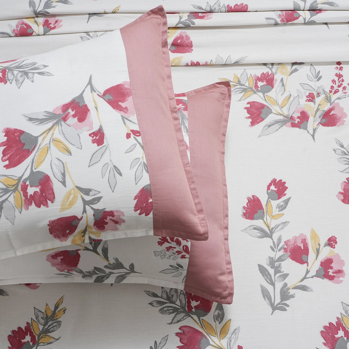 Royal Botanic Floral Leaves Print 200 TC  Multi 100% Cotton Bed Sheet With Pillow Case