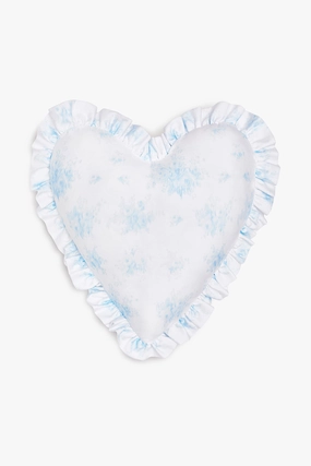 Ruffle Heart Pillow - BLUEBELL