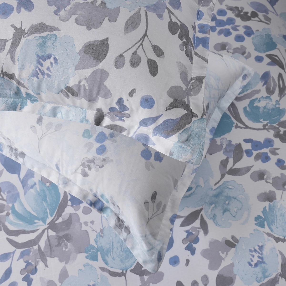 Sensory Bloom Florencia 100% Cotton Blue Bed Sheet with Pillow Case