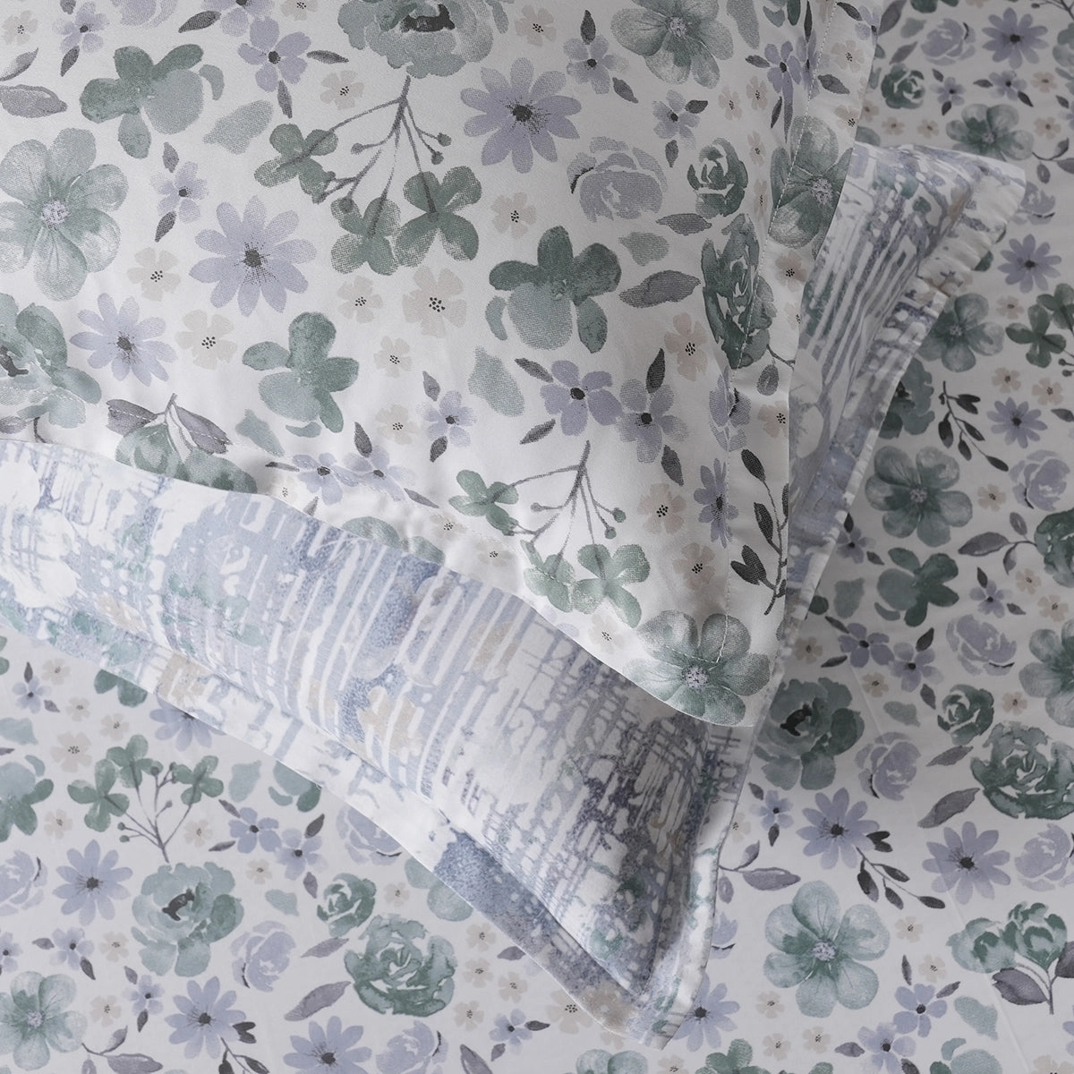 Sensory Bloom Petalyn 100% Cotton Blue Bed Sheet with Pillow Case