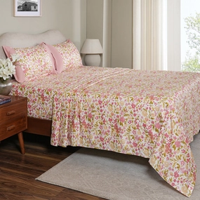 Sensory Bloom Zesty 100% Cotton Pink Bed Sheet with Pillow Case