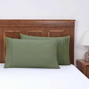 Slumber 100%Cotton Solid Green Pillow Case Set