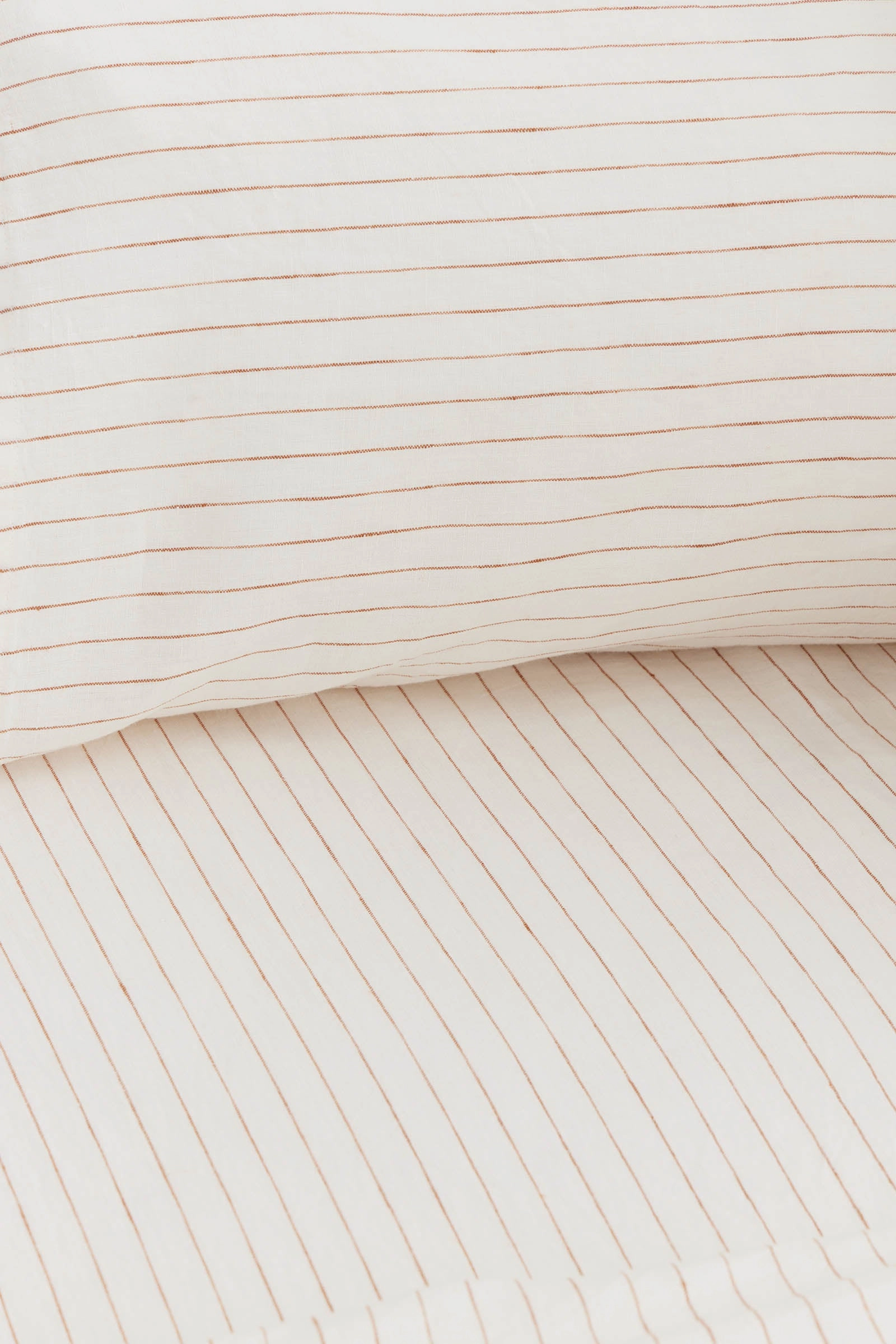 Standard Linen Pillow Cases Tobacco Pinstripe