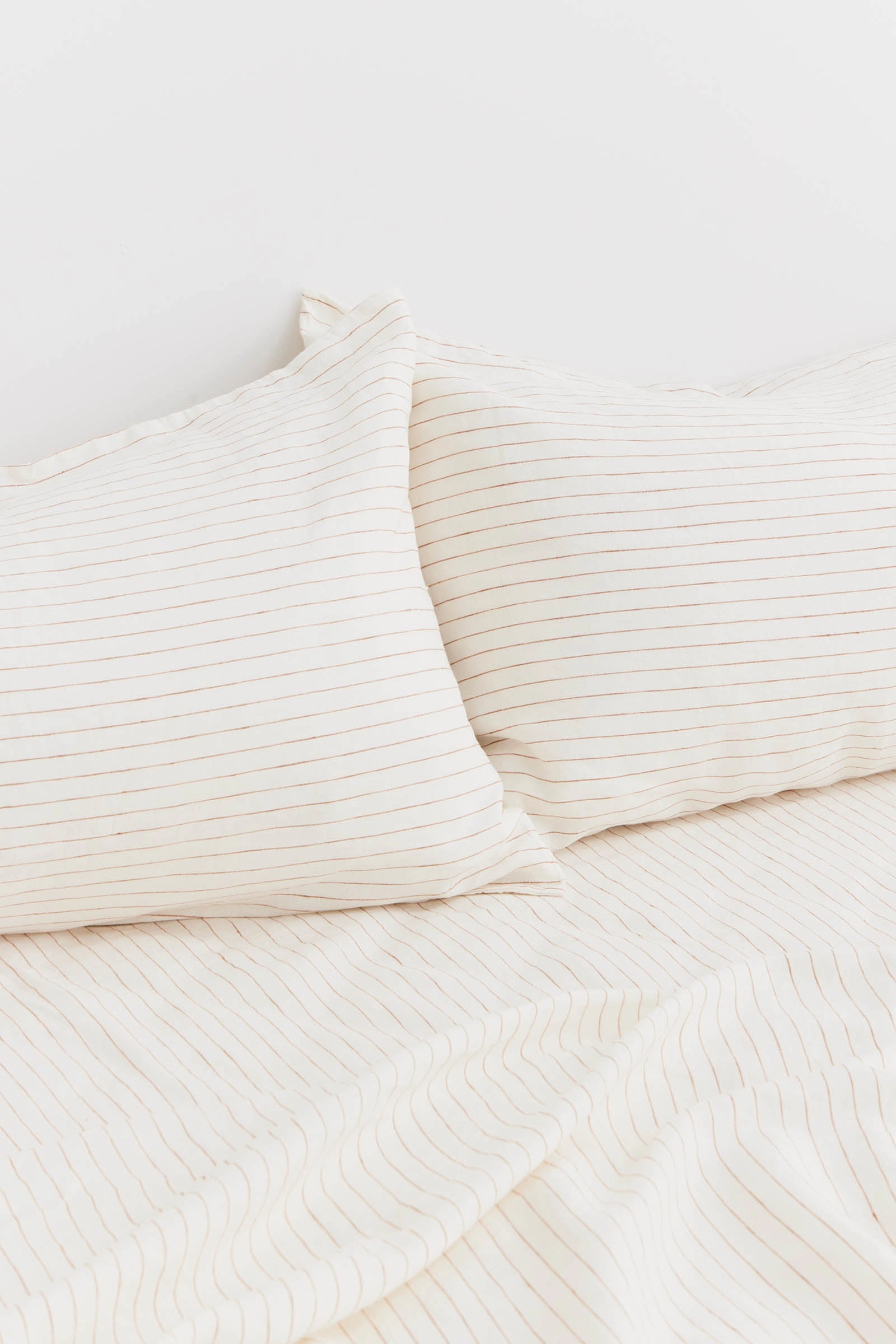 Standard Linen Pillow Cases Tobacco Pinstripe