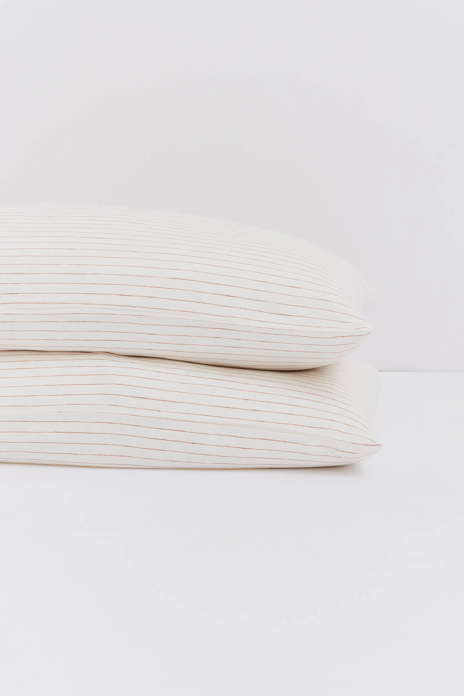 Standard Linen Pillow Cases Tobacco Pinstripe