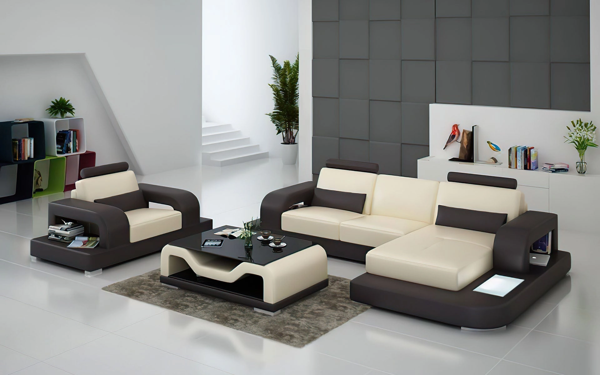 Tara Mini Modern Leather Sectional with Chaise