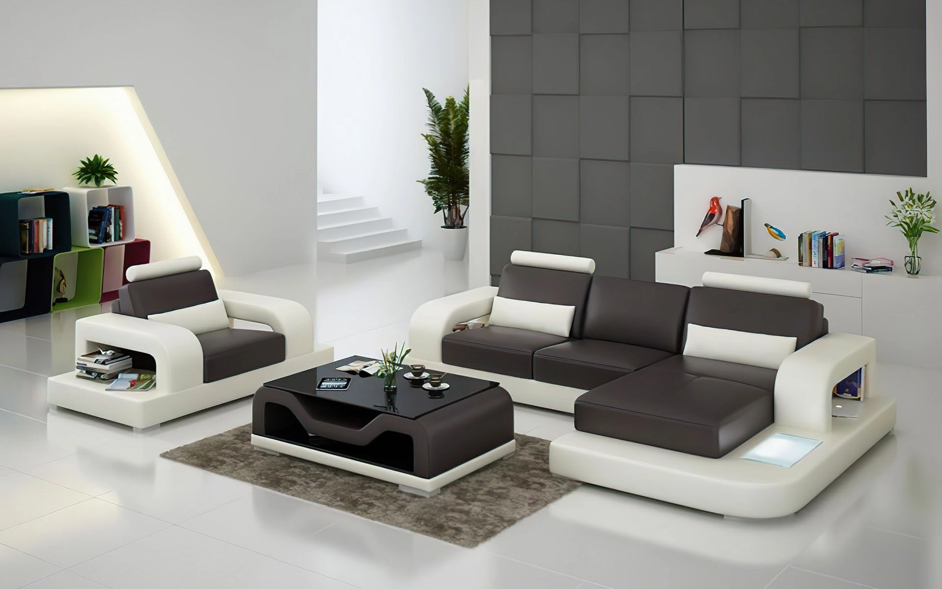 Tara Mini Modern Leather Sectional with Chaise