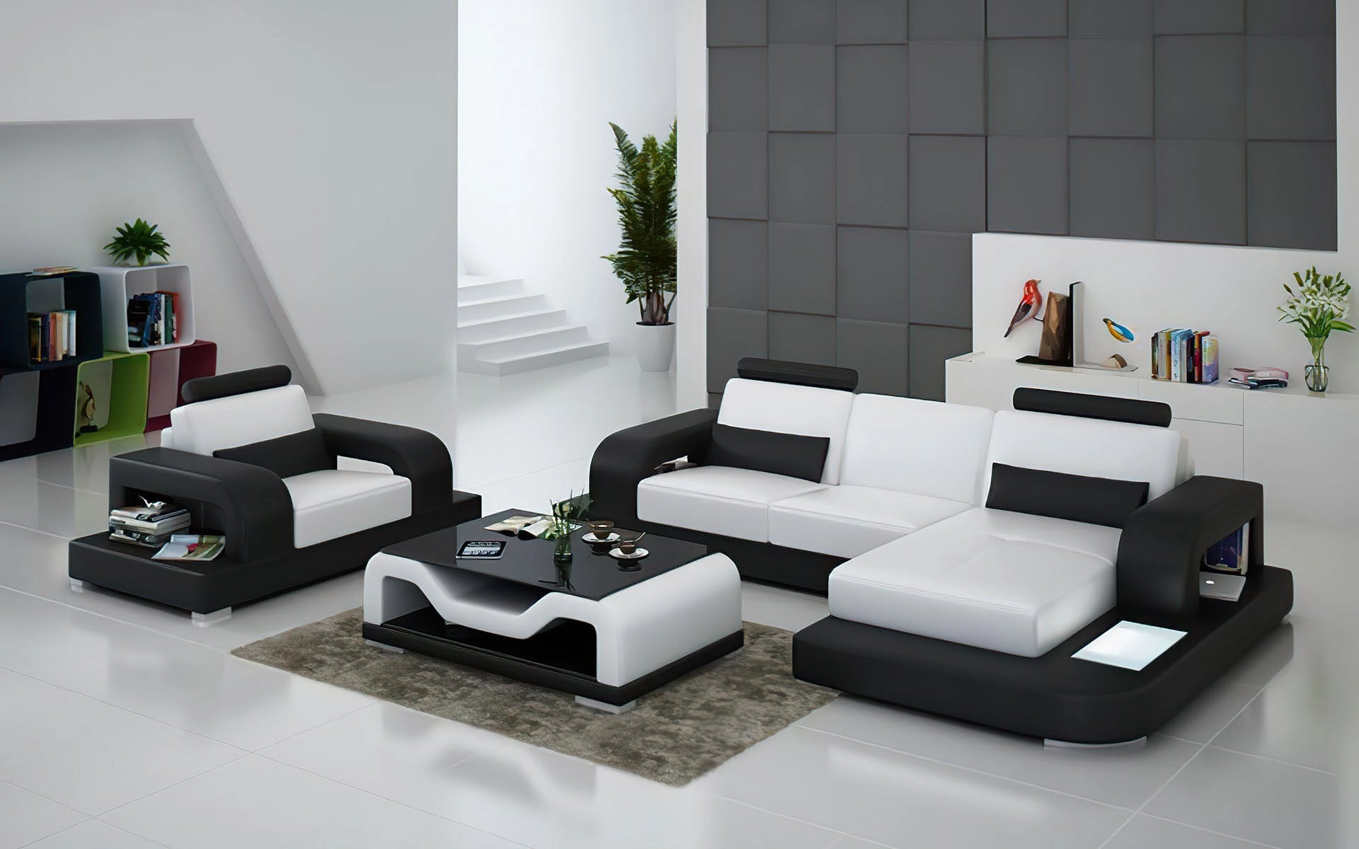Tara Mini Modern Leather Sectional with Chaise