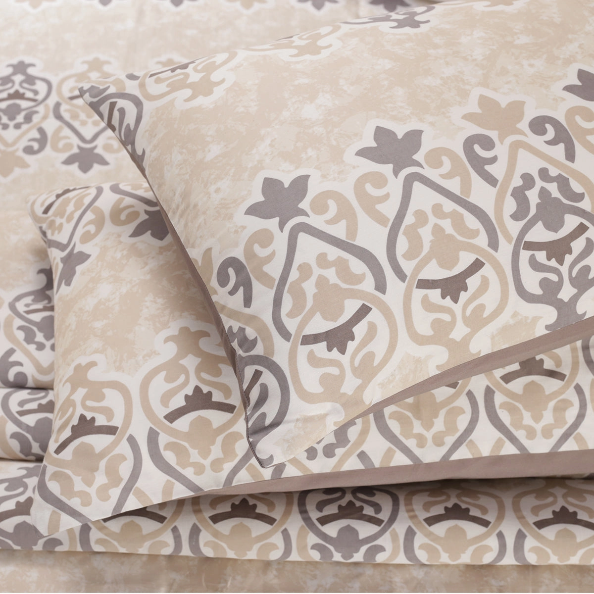 Tranquil Serenity Kaleen Global 100% Cotton Printed Neutral Pillow Case Set Of 2