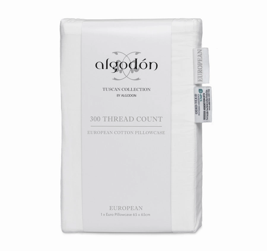 Tuscan Collection Cotton Percale European Pillowcase White