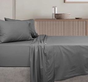 Tuscan Collection Cotton Percale Sheet Set Range Charcoal