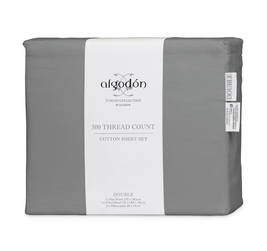 Tuscan Collection Cotton Percale Sheet Set Range Charcoal