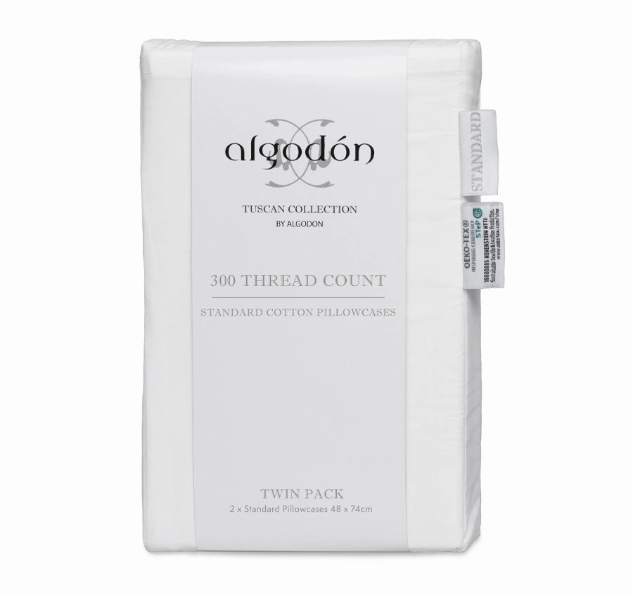 Tuscan Collection Cotton Percale Standard Pillowcase Pair White