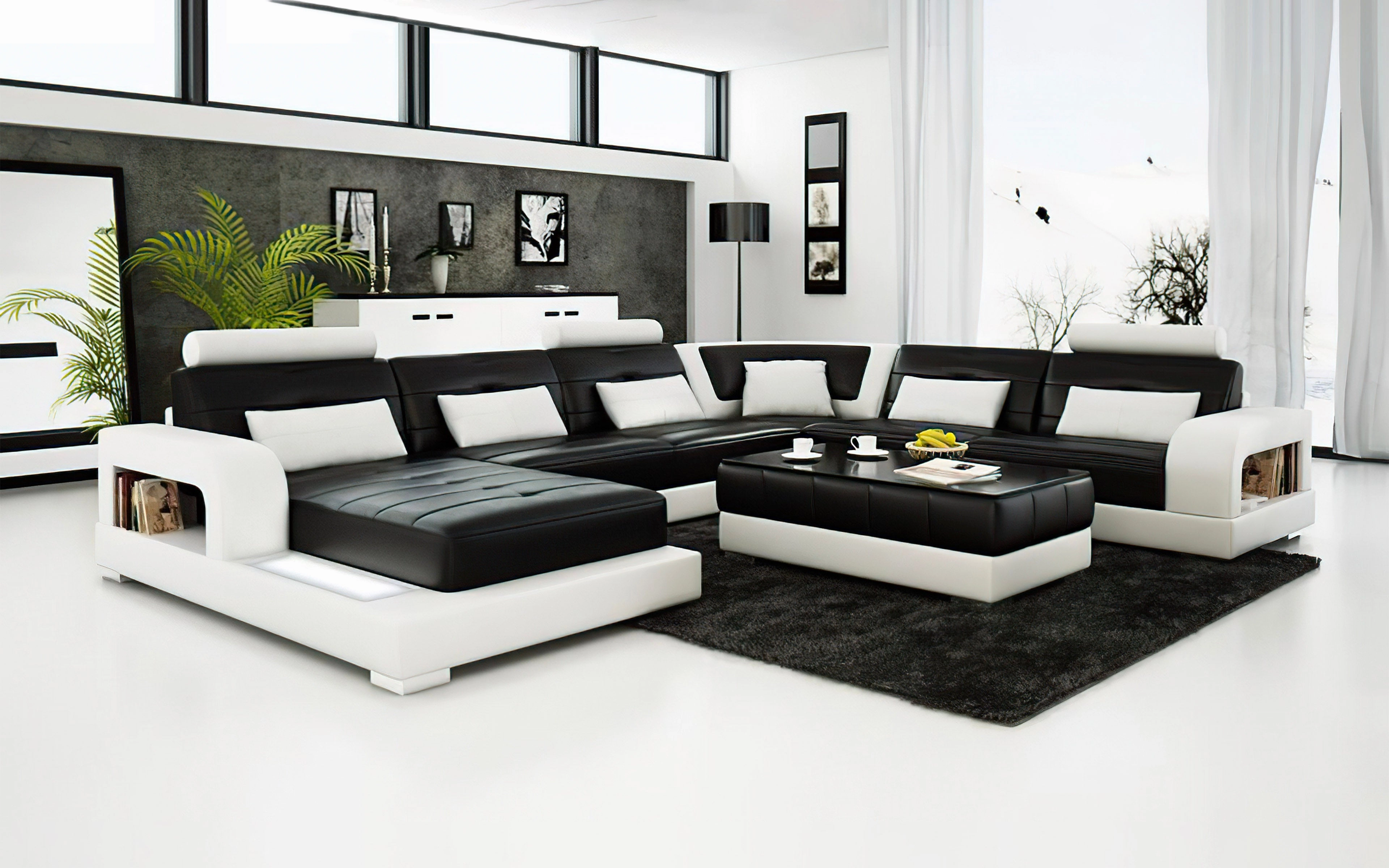 Ulubray Modern U-Shape Leather Sectional