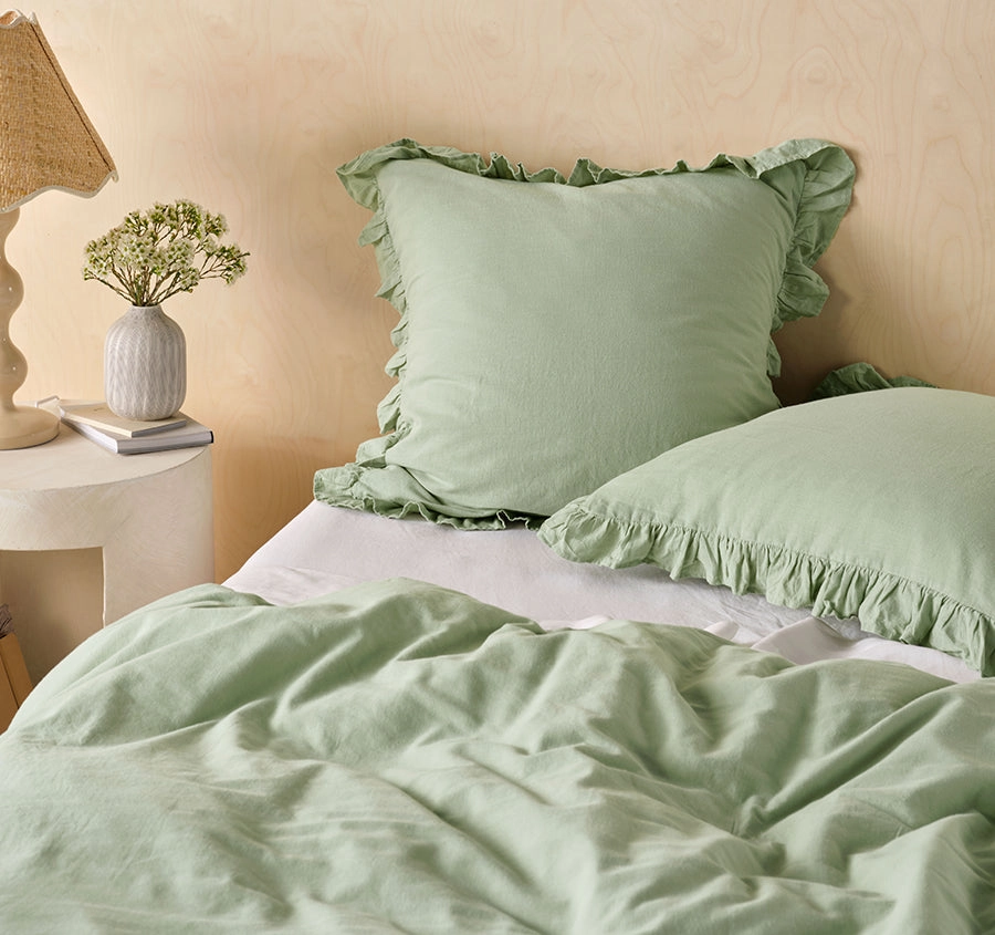 Vintage Ruffle European Pillowcase Seaglass