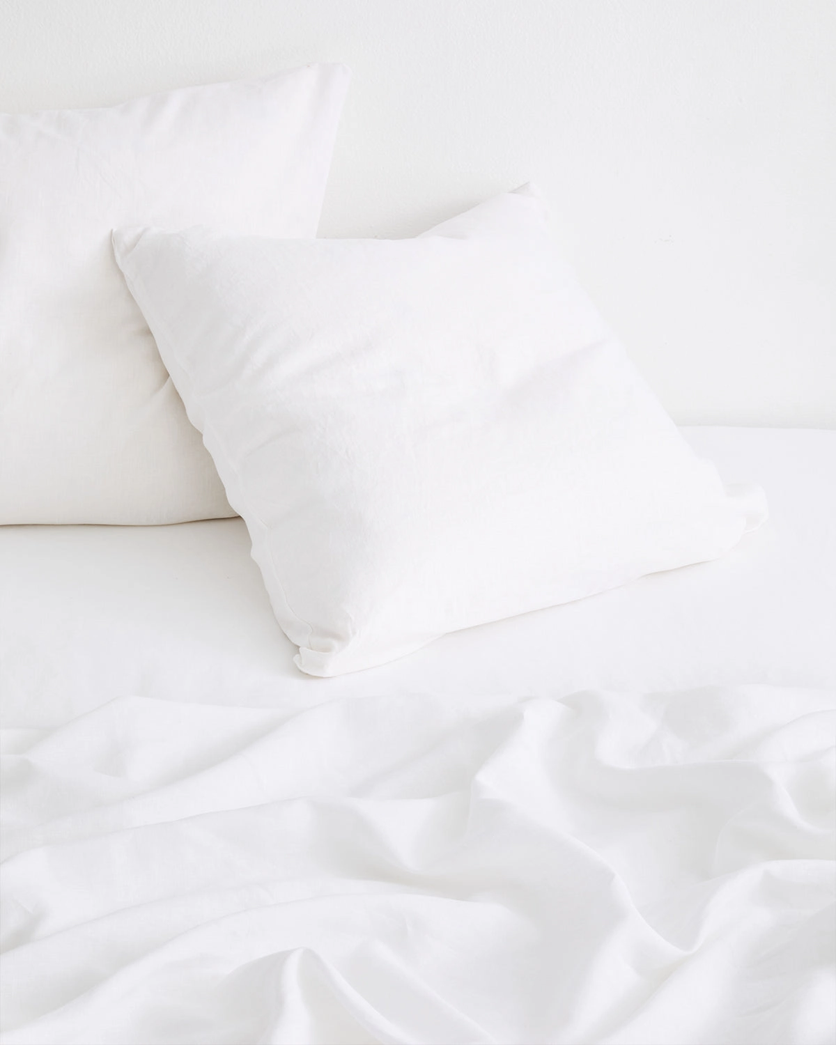 White 100% French Flax Linen European Pillowcases (Set of Two)