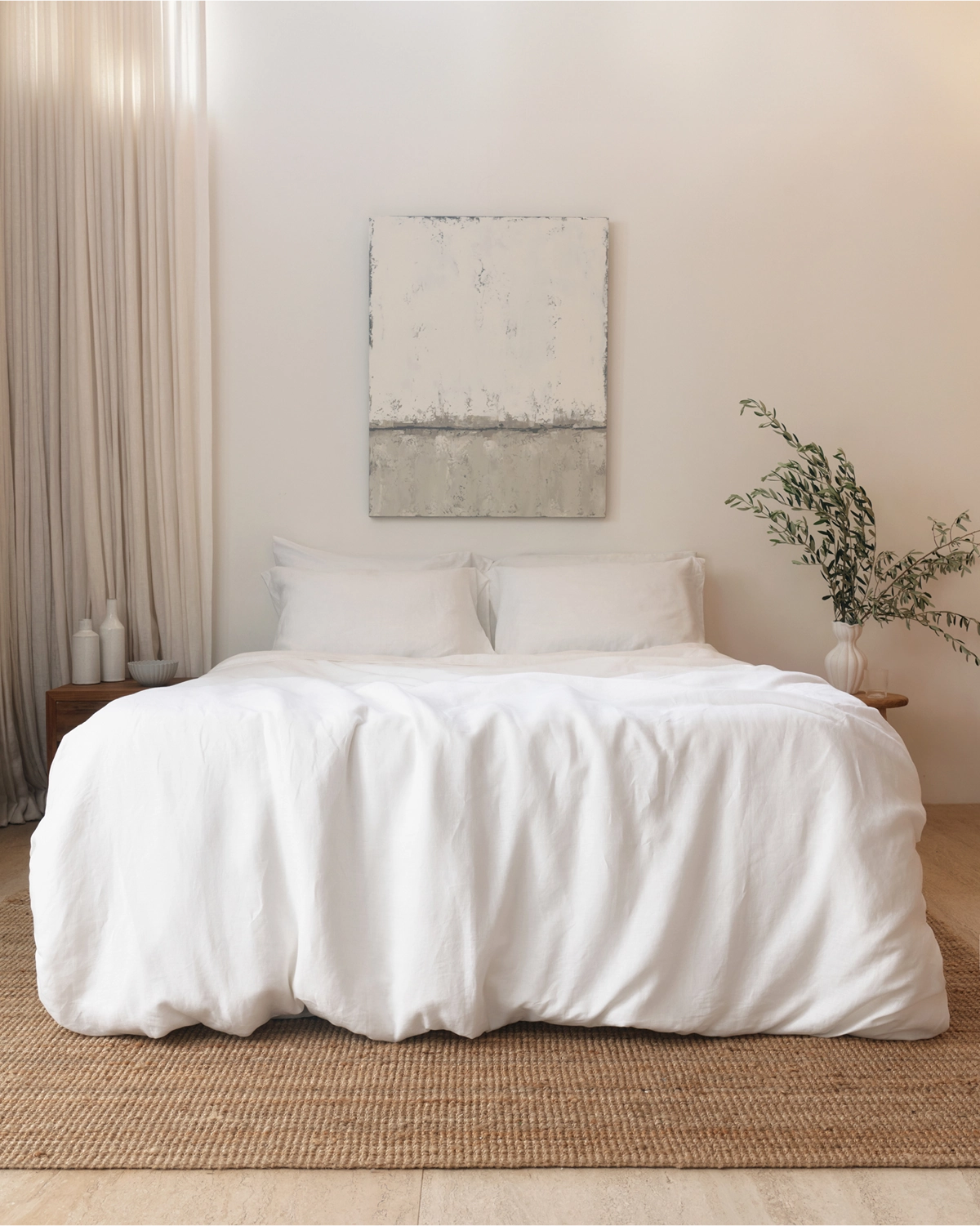 White 100% French Flax Linen Pillowcases (Set of Two)